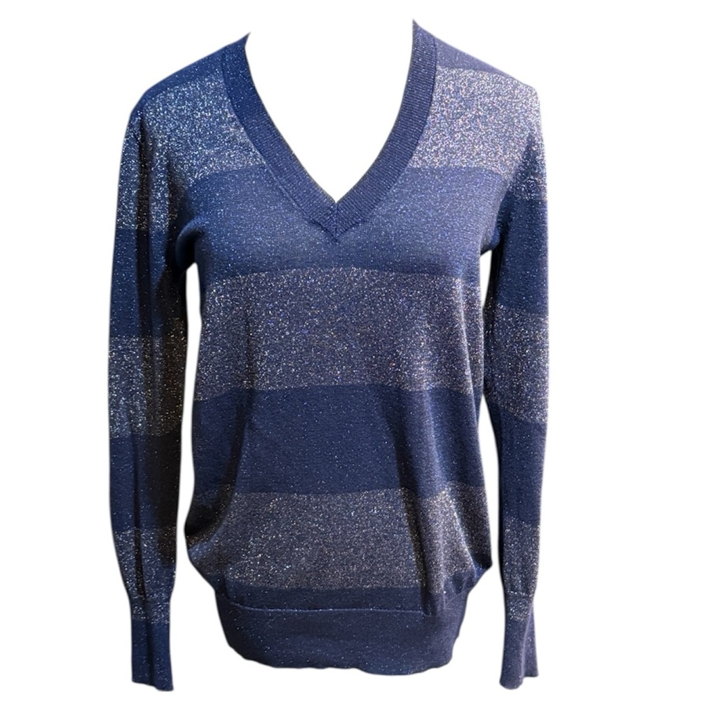 Vintage GAP Y2K Sparkly Isabel Marant Inspired V-neck Striped Sweater XS